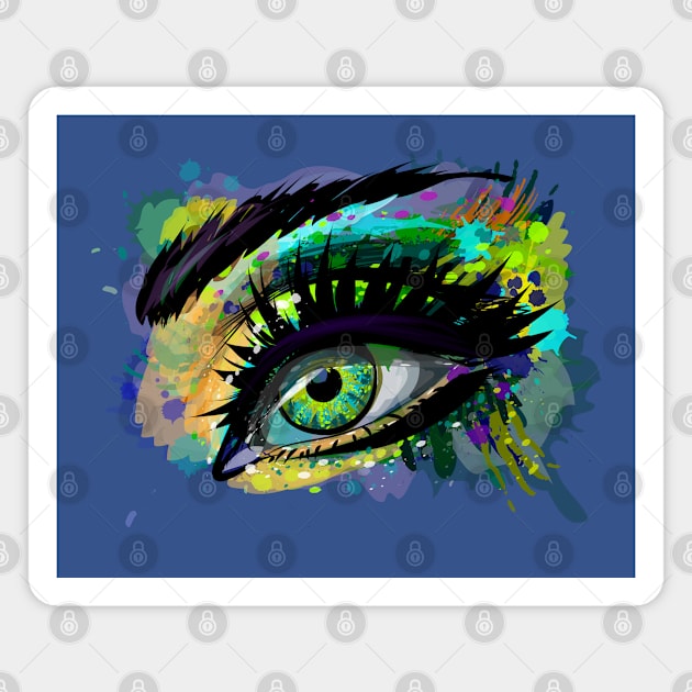 female eye splash watercolor Magnet by Mako Design 